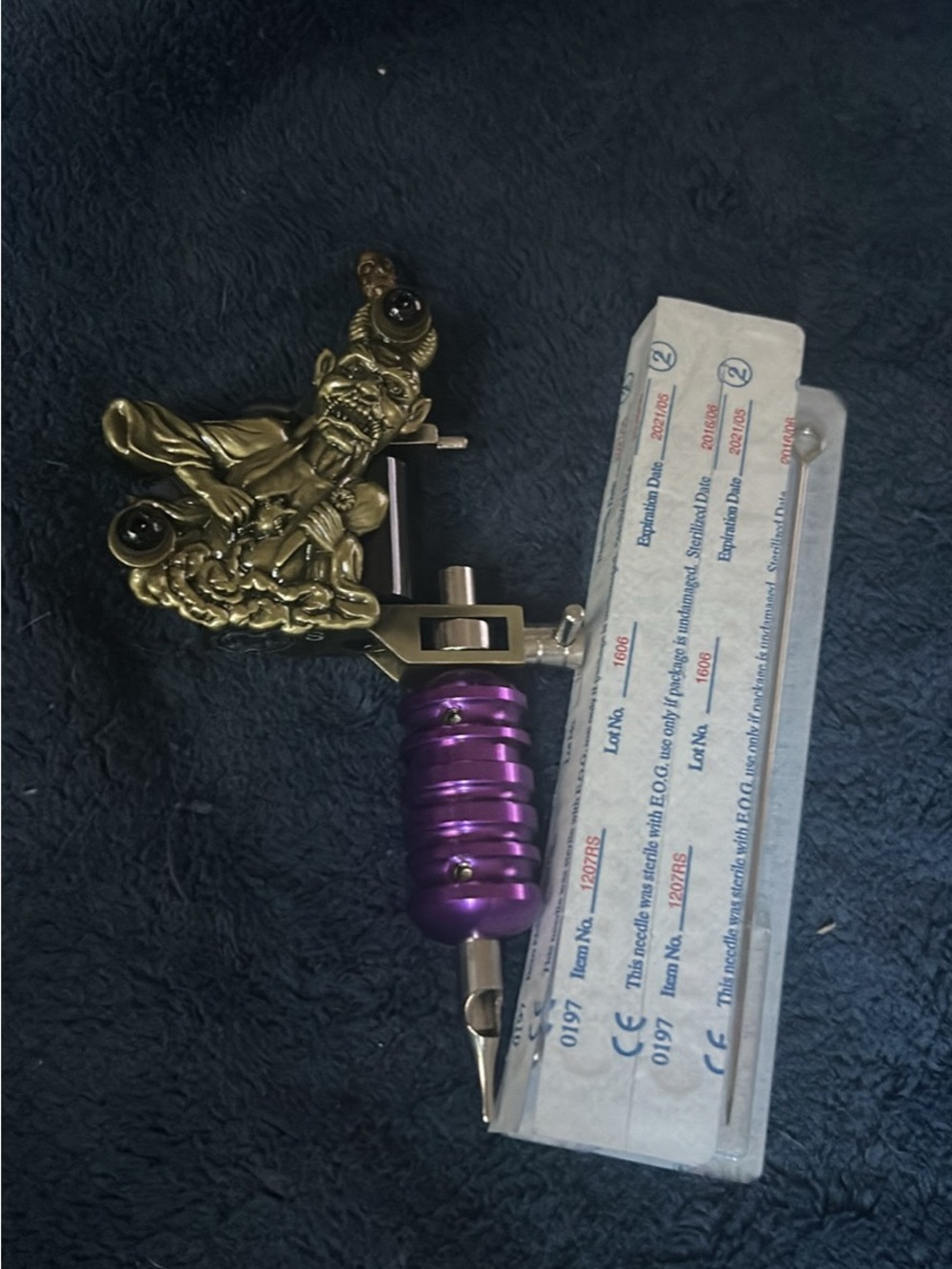 Purple and Gold Tattoo Machine - Home Accents